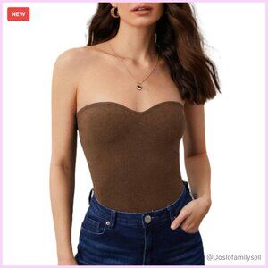 Strapless Ribbed Knit Crop Top Y2K Chic Minimal Sweetheart Neck Summer